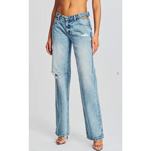 SER.O.YA Distressed Christy Straight Wide Leg Blue Jeans Actual US Size 37"x30"